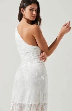 Santorini One Shoulder Floral Midi Dress -Sundress Haven 20220112 ACDR100550G WHITE 4