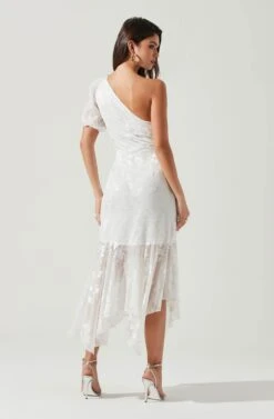 Santorini One Shoulder Floral Midi Dress -Sundress Haven 20220112 ACDR100550G WHITE 6