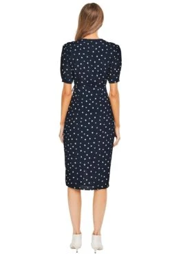 La Cienega Midi Dress -Sundress Haven ACDR100009 NAVY CREAM DOT 03