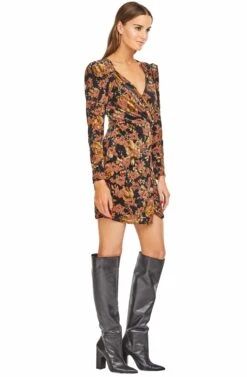 Lanita Dress -Sundress Haven ACDR100020 BLACK RUST FLORAL 02