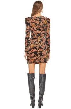 Lanita Dress -Sundress Haven ACDR100020 BLACK RUST FLORAL 03