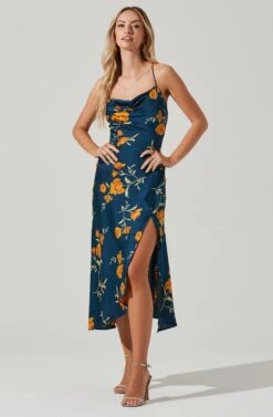 Gaia Floral Midi Dress 27 Gaia Floral Midi Dress -Sundress Haven ACDR100133D DARKTEAL GOLDFRL 1