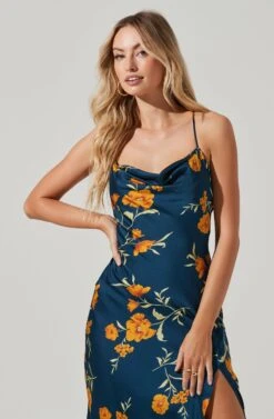 Gaia Floral Midi Dress 25 Gaia Floral Midi Dress -Sundress Haven ACDR100133D DARKTEAL GOLDFRL 4