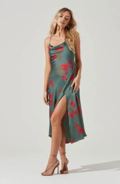 Gaia Floral Midi Dress 33 Gaia Floral Midi Dress -Sundress Haven ACDR100133D TEAL RASPBERRYFLORAL 3
