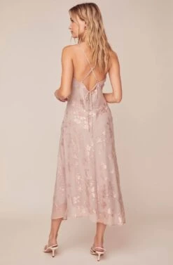 Gaia Floral Jacquard Midi Dress -Sundress Haven ACDR100133F BLUSH FLORAL JACQUARD 5