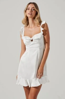 Marla Ruffle Mini Dress -Sundress Haven ACDR100224B WHITE 02401