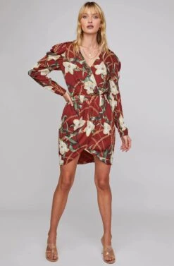 London Floral Print Dress -Sundress Haven ACDR100385B WINE CHAIN FLORAL 1A