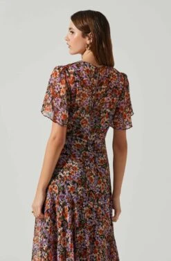 Mirella Floral Midi Dress -Sundress Haven ACDR100436DS ORANGEPURPLEFLORAL 5