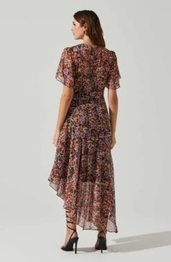 Mirella Floral Midi Dress -Sundress Haven ACDR100436DS ORANGEPURPLEFLORAL 6