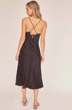 Trinity Chevron Midi Dress -Sundress Haven ACDR100475 BLACK 4A