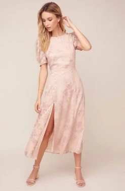 Monarch Floral Jacquard Midi Dress -Sundress Haven ACDR100482 BLUSH FLORAL JACQUARD 1