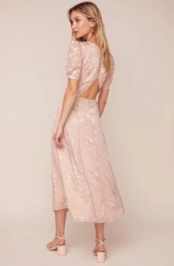Monarch Floral Jacquard Midi Dress -Sundress Haven ACDR100482 BLUSH FLORAL JACQUARD 4