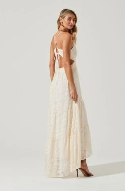 Frolic Cutout Front Slit Midi Dress -Sundress Haven ACDR100504E CREAM 5