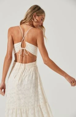 Frolic Cutout Front Slit Midi Dress -Sundress Haven ACDR100504E CREAM 6