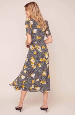 Zenn Floral Midi Dress -Sundress Haven ACDR100538B BLACK MUSTARD FLORAL 3