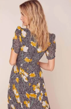 Zenn Floral Midi Dress -Sundress Haven ACDR100538B BLACK MUSTARD FLORAL 4