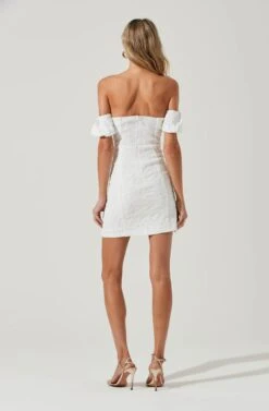 Raina Off Shoulder Crinkle Mini Dress -Sundress Haven ACDR100544B WHITE 5
