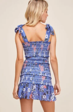 Anais Floral Smocked Dress -Sundress Haven ACDR100572 SAPHIRE WHITE FLORAL 4