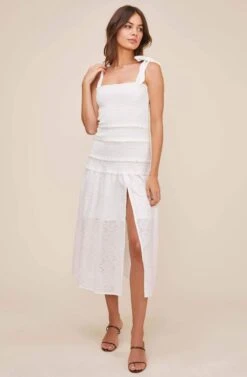 Tessa Smocked Eyelet Midi Dress