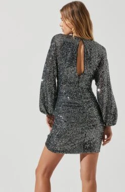 Dottie Metallic Mini Dress -Sundress Haven ACDR100742 SILVER BLACK 1844