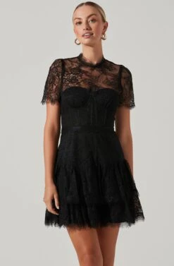 Leilani Lace Bustier Mini Dress -Sundress Haven ACDR100765 BLACK 3