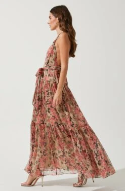 Eartha Floral Maxi Dress -Sundress Haven ACDR100834B TAUPE PINKFLORAL 3