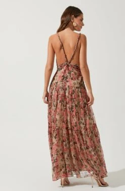 Eartha Floral Maxi Dress -Sundress Haven ACDR100834B TAUPE PINKFLORAL 4