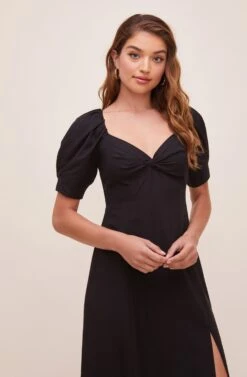 Fern Puff Sleeve Midi Dress -Sundress Haven ACDR100857 BLACK 3