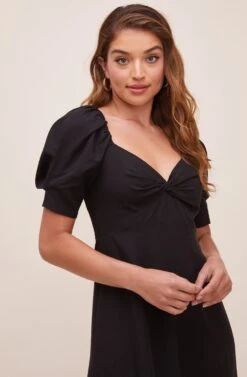 Fern Puff Sleeve Midi Dress -Sundress Haven ACDR100857 BLACK 4