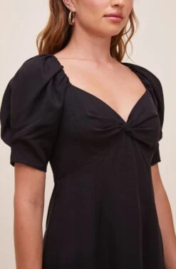 Fern Puff Sleeve Midi Dress -Sundress Haven ACDR100857 BLACK 5