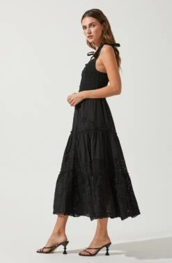 Dita Smocked Midi Dress -Sundress Haven ACDR100858 BLACK 3
