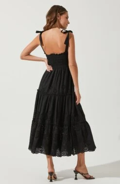 Dita Smocked Midi Dress -Sundress Haven ACDR100858 BLACK 4
