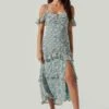 Daisy Dell Floral Ruffle Cold Shoulder Midi Dress