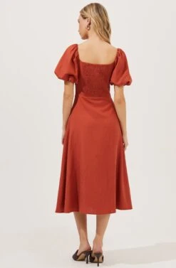 Darcy Puff Sleeve Midi Dress -Sundress Haven ACDR100908 TERRACOTTA 5
