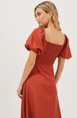 Darcy Puff Sleeve Midi Dress -Sundress Haven ACDR100908 TERRACOTTA 6