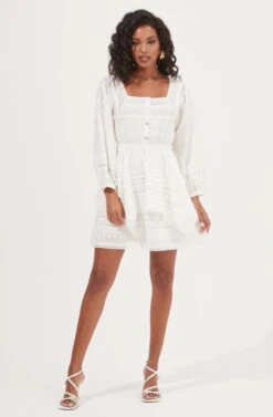 Pacoima Ruffle Pointelle Mini Dress 10 Pacoima Ruffle Pointelle Mini Dress -Sundress Haven ACDR100960 WHITE 1