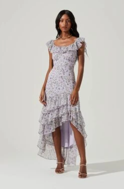 Magnolia Floral Ruffle Hi-Lo Maxi Dress