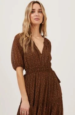 Garden State Tiered Floral Midi Dress -Sundress Haven ACDR100967 BLACK RUSTDITSY 3