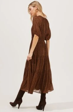 Garden State Tiered Floral Midi Dress -Sundress Haven ACDR100967 BLACK RUSTDITSY 6