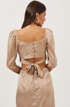 Lainie Twist Front Satin Floral Puff Sleeve Midi Dress 8 Lainie Twist Front Satin Floral Puff Sleeve Midi Dress -Sundress Haven ACDR101000 TAUPE BLACKDITSY 5