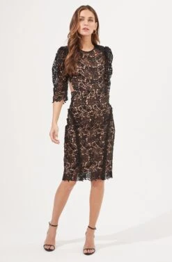 Calloway Lace Side Cutout Dress -Sundress Haven ACDR101006 BLACK NUDE 1