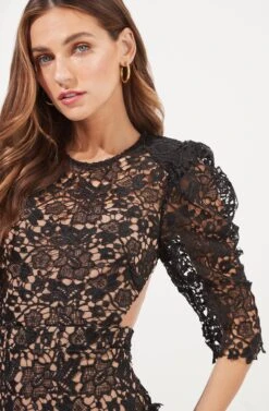 Calloway Lace Side Cutout Dress -Sundress Haven ACDR101006 BLACK NUDE 4