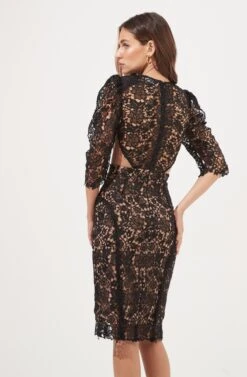 Calloway Lace Side Cutout Dress -Sundress Haven ACDR101006 BLACK NUDE 6