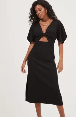 Normandie Cutout Puff Sleeve Midi Dress -Sundress Haven ACDR101056 BLACK 2 8bf9a891 f449 46fe 9dfa 9e3a833715b6