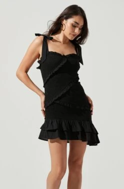 Eastwick Smocked Ruffle Mini Dress -Sundress Haven ACDR101076B BLACK 2