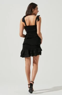 Eastwick Smocked Ruffle Mini Dress -Sundress Haven ACDR101076B BLACK 3