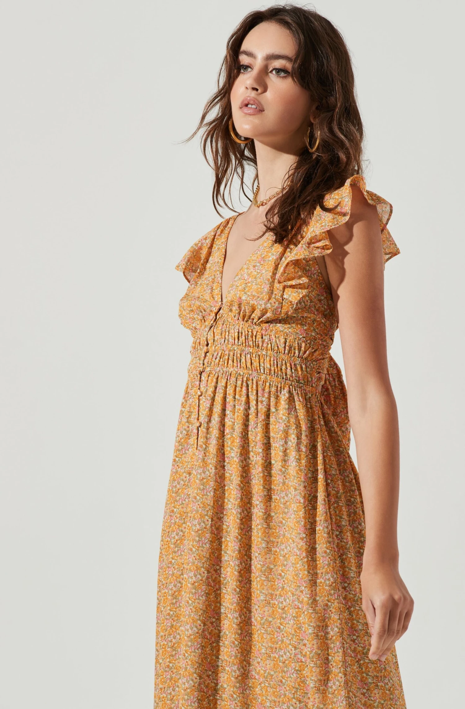 Montreal Floral Ruffle Cutout Midi Dress 3 Montreal Floral Ruffle Cutout Midi Dress - Image 3