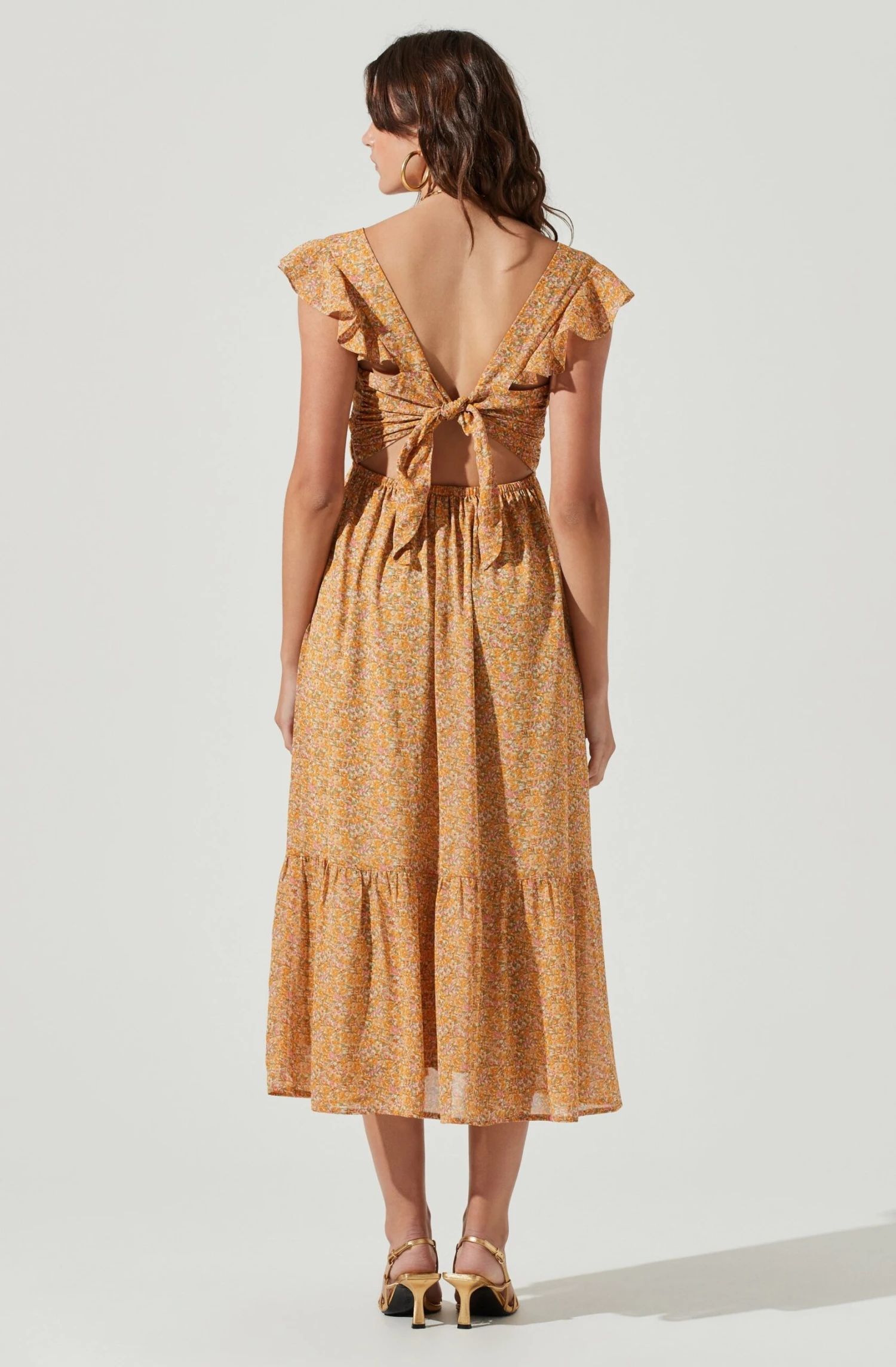 Montreal Floral Ruffle Cutout Midi Dress 4 Montreal Floral Ruffle Cutout Midi Dress - Image 4