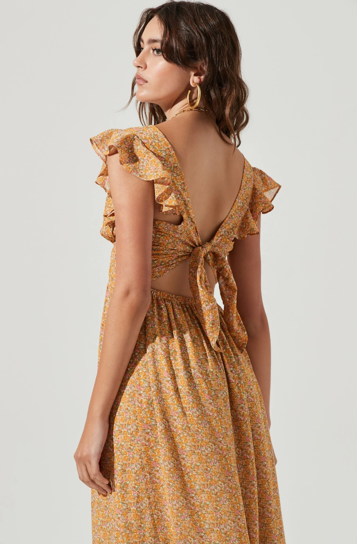 Montreal Floral Ruffle Cutout Midi Dress 2 Montreal Floral Ruffle Cutout Midi Dress - Image 2