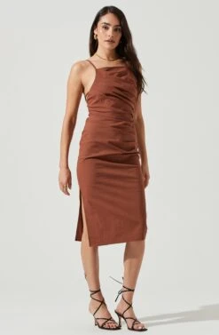 Armona Square Neck Ruched Midi Dress
